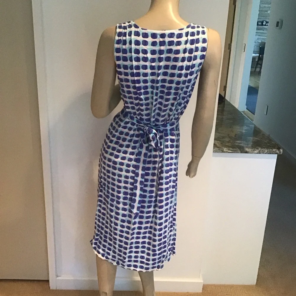 Kate Spade New York Island Stamp Aventure Blue Multi Tie‎ Back knee Dress XS